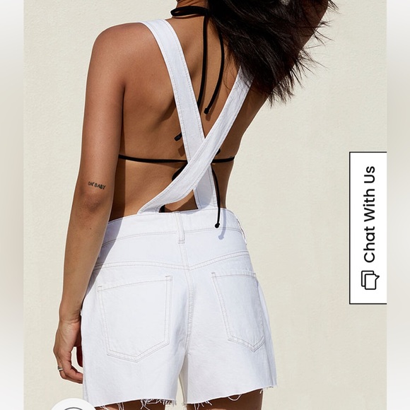 Pacsun Eco white overall denim shorts size Lrg - Picture 4 of 4